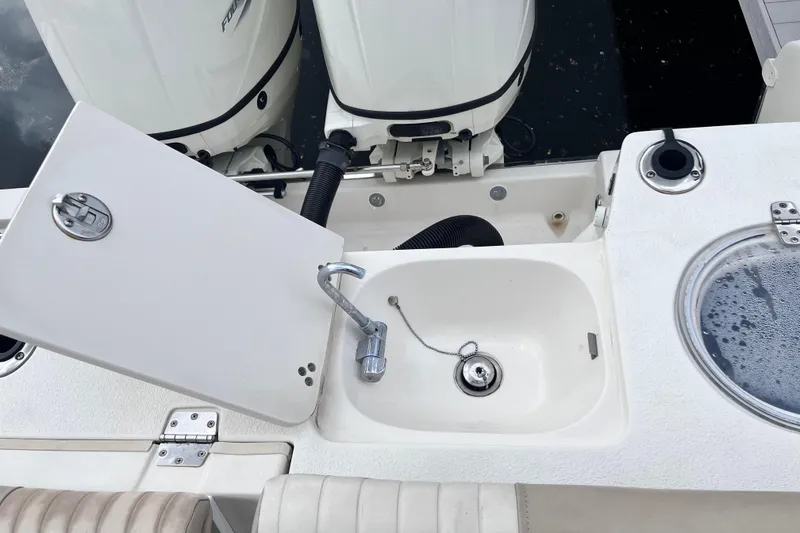 Slide: The Image of 2019 Sea Chaser 27 HFC boat sink and motor detail. - 20