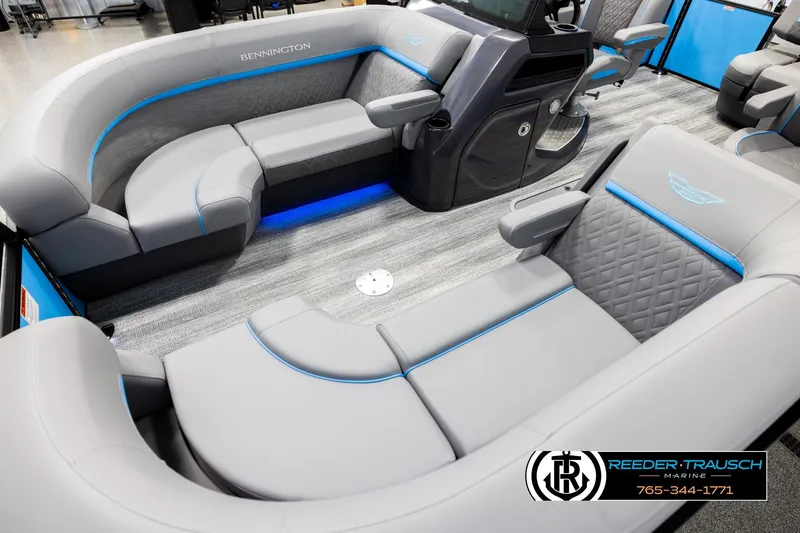 Slide: The Image of Luxurious interior of 2026 Bennington 22 MSBSE pontoon boat with plush seating and modern design. - 10