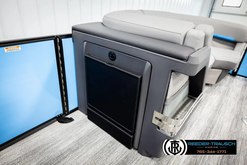 Slide: The Image of 2026 Bennington 22 MSBSE boat interior with sleek seating and modern design. - 27