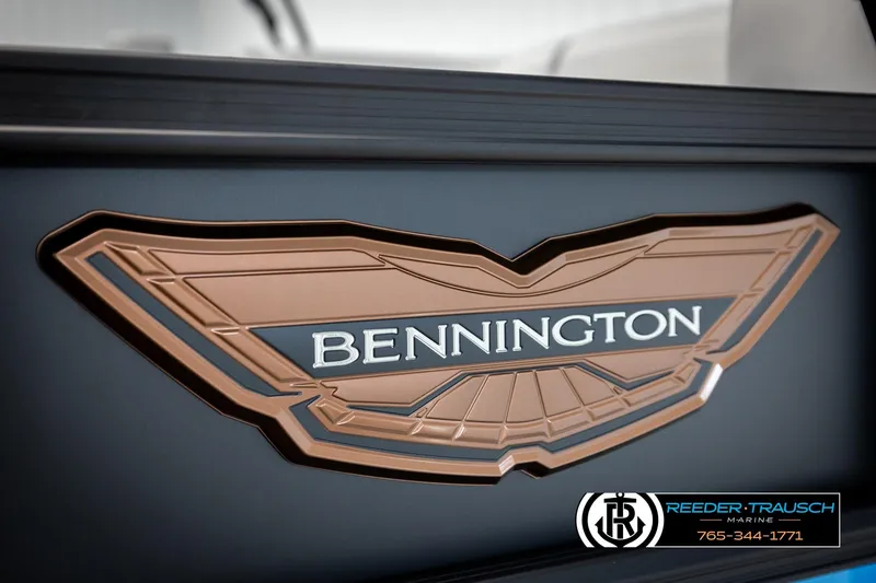 Slide: The Image of 2026 Bennington 22 MSBSE logo on boat, featuring Reeder-Trausch Marine branding. - 47
