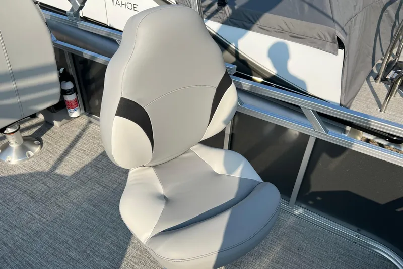 Slide: The Image of Luxurious seating on 2026 Tahoe Pontoon 2180 REAR FISH boat, featuring sleek design and comfort. - 3