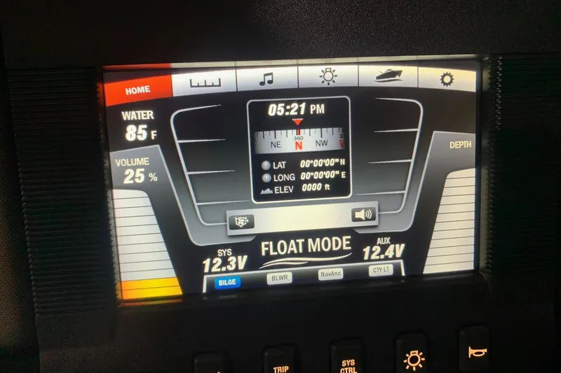 Slide: The Image of Yamaha Boats 2017 212 Limited dashboard display showing water temperature and system voltage. - 8