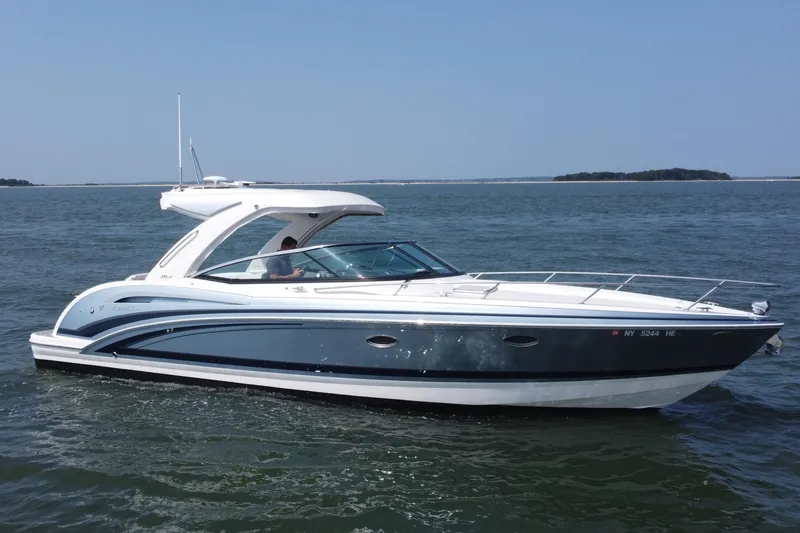 Slide: The Image of 2021 Formula 350ss boat cruising on open water. - 47