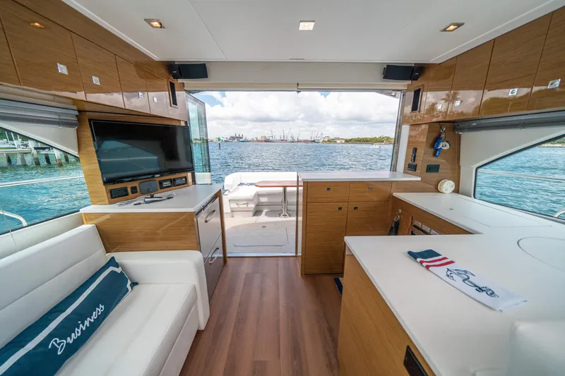 Slide: The Image of Luxurious 2019 Cruisers Yachts Cantius interior with modern amenities and stunning ocean view. - 24