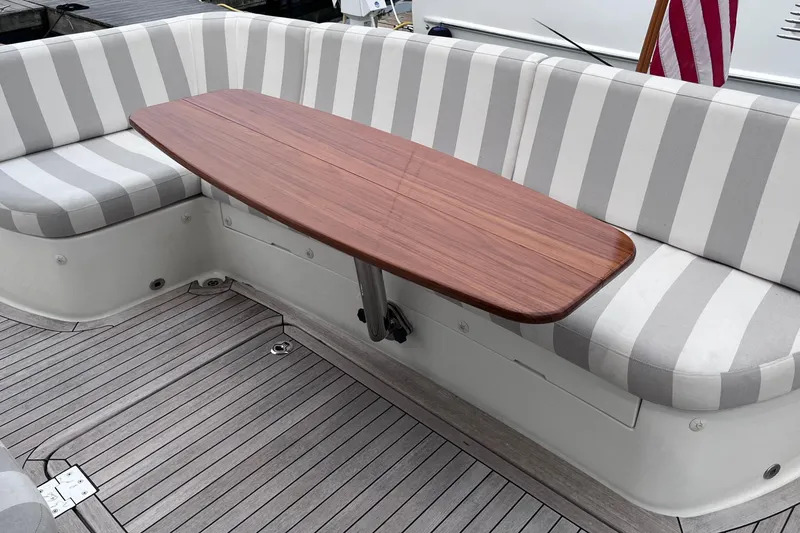 Slide: The Image of Luxurious interior of 2022 Sabre 48 Salon Express yacht with elegant wood finish. - 10
