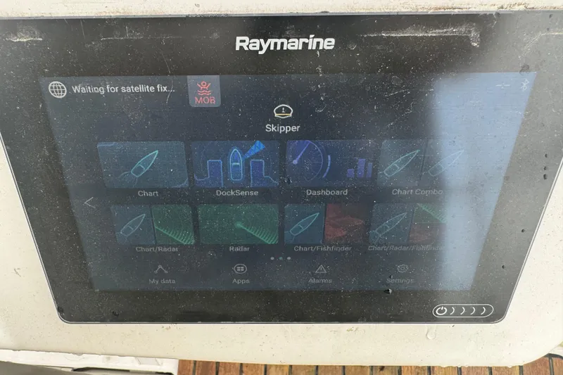 Slide: The Image of Raymarine navigation display on Jeanneau Sun Odyssey 410, showing various marine navigation options. - 27
