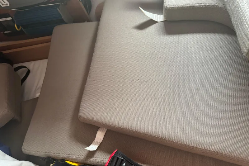 Slide: The Image of Cushions inside 2020 Jeanneau Sun Odyssey 410 sailboat cabin. - 32