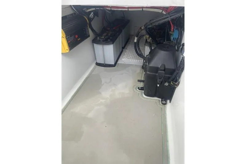 Slide: The Image of Hinged metal hatch on 2019 Conch 30 boat deck. - 30