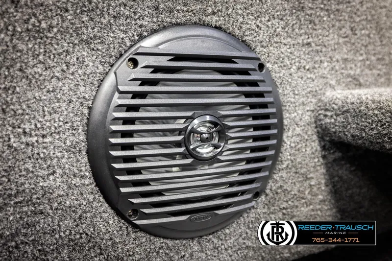 Slide: The Image of Speaker installed in 2026 Lund 1775 Adventure SS boat, Reeder-Trausch Marine logo visible. - 34