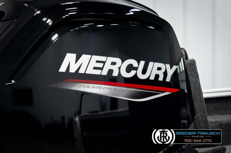 Slide: The Image of Mercury FourStroke engine on 2026 Lund 1775 Adventure SS boat, Reeder-Trausch Marine branding. - 42