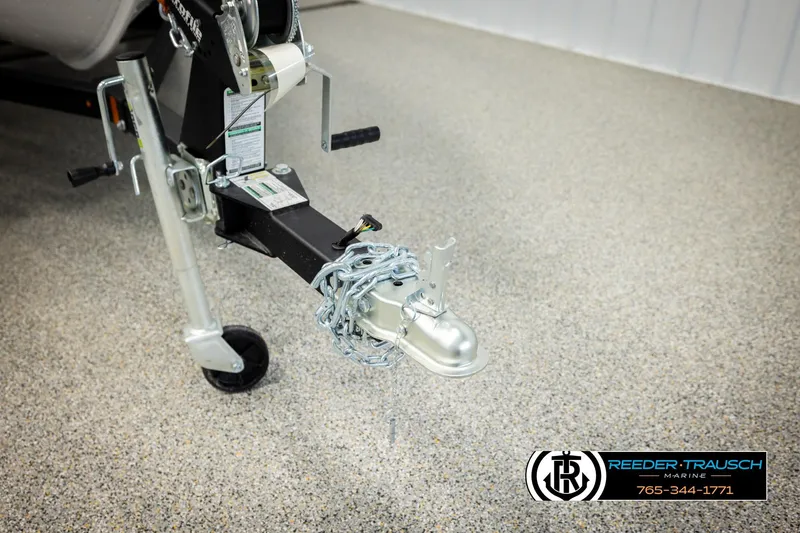Slide: The Image of Trailer hitch of 2026 Lund 1775 Adventure SS boat, secured with chains. - 45