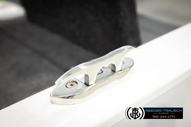 Slide: The Image of 2026 Lund 1775 Adventure SS boat cleat detail, Reeder-Trausch Marine logo visible. - 51