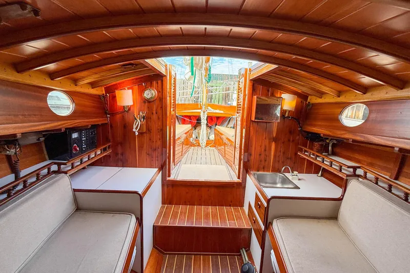 Slide: The Image of Interior of 2012 Herreshoff Custom Hyland Design "Rozinante" sailboat with wooden finish. - 14