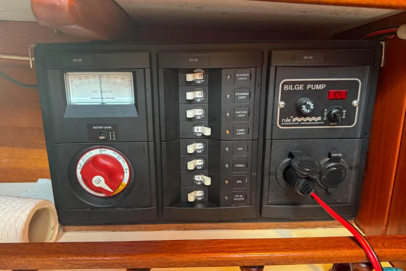 Slide: The Image of Electrical control panel on 2012 Herreshoff Custom Hyland Design "Rozinante" boat. - 19