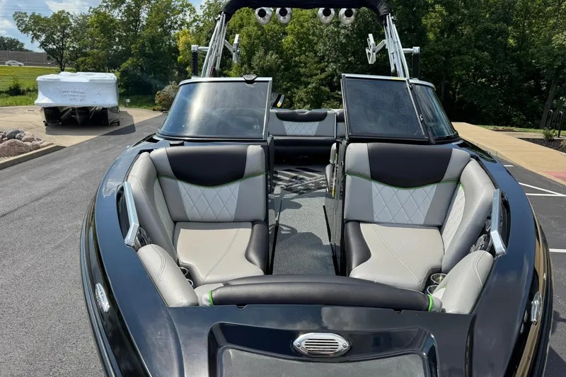 Slide: The Image of 2015 MasterCraft X30 boat interior with stylish seating and sleek design. - 20