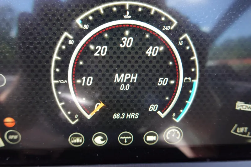 Slide: The Image of Dashboard of 2021 Malibu Wakesetter 25 LSV showing 0 MPH and 66.3 hours. - 20