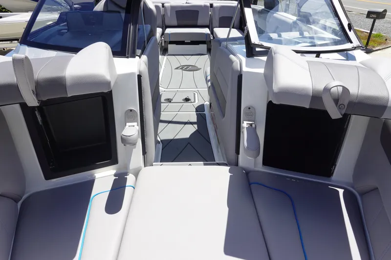 Slide: The Image of 2021 Malibu Wakesetter 25 LSV interior with sleek seating and modern design. - 34
