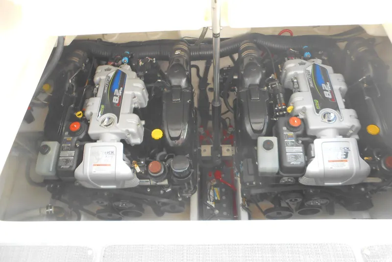 Slide: The Image of Engine compartment of a 2017 Formula 37 PC boat, featuring dual 8.2L engines. - 29