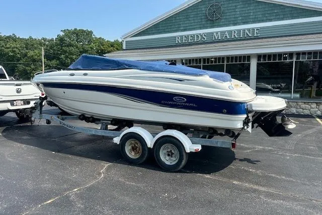 Slide: The Image of 2005 Chaparral 210 SSi boat on trailer outside Reed's Marine dealership. - 31