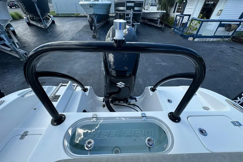 Slide: The Image of 2023 Sea Pro 219 Deep V CC boat with Suzuki outboard motor, rear view. - 16