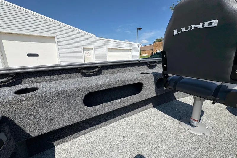 Slide: The Image of 2020 Lund 1775 Adventure SS boat interior with seating and storage compartments. - 19
