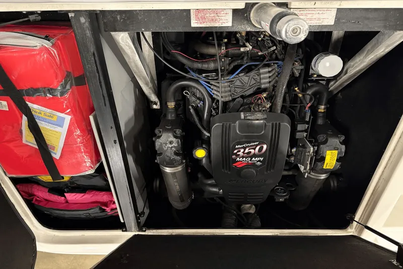 Slide: The Image of Engine compartment of a 2004 Centurion Avalanche C4 with MerCruiser 350 Mag MPI engine. - 19