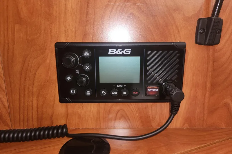 Slide: The Image of B&G marine radio installed on a 2011 Hunter 39 sailboat. - 24