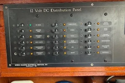 Slide: The Image of 12 Volt DC distribution panel on 1984 Catalina 38 sailboat. - 25