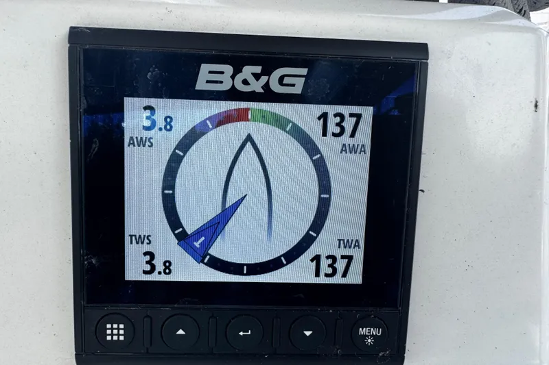 Slide: The Image of B&G display on 2020 Beneteau Oceanis 30.1 showing wind speed and angle data. - 20