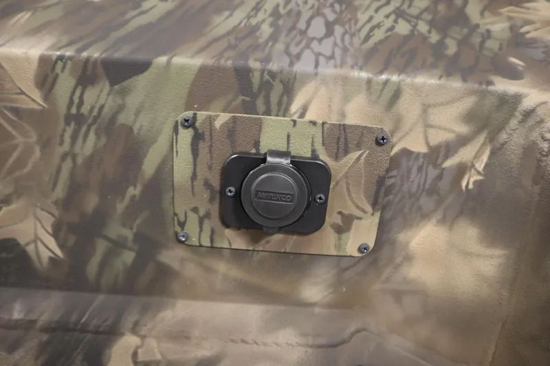 Slide: The Image of Camouflage-patterned panel on 2026 Lowe Roughneck RX2070 CC boat. - 12