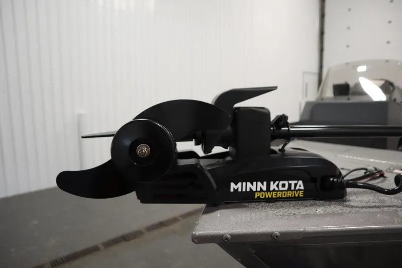 Slide: The Image of Minn Kota PowerDrive trolling motor on 2026 Lowe Fishing Machine 1625SC boat. - 12