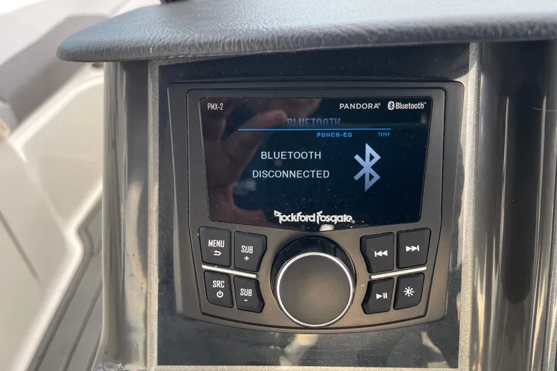 Slide: The Image of 2023 Bayliner VR5 boat stereo system with Bluetooth disconnected display. - 3