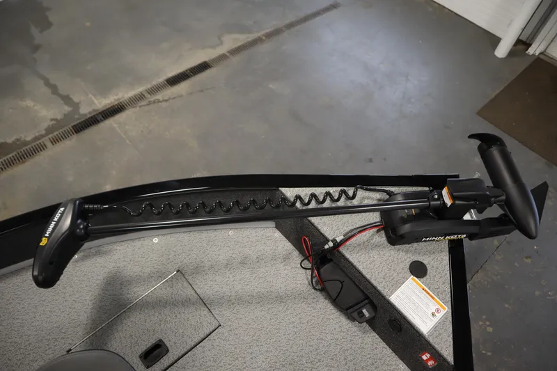 Slide: The Image of 2026 Lowe Fishing Machine 1625WT with Minn Kota trolling motor on deck. - 10