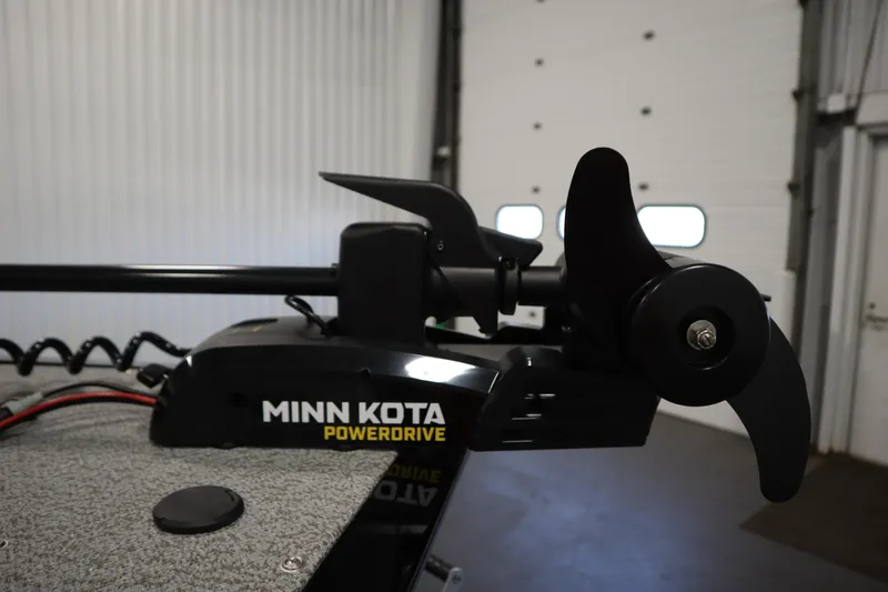 Slide: The Image of Minn Kota PowerDrive motor on 2026 Lowe Fishing Machine 1675SC boat. - 12