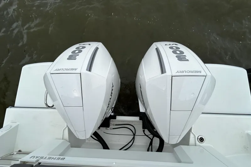 Slide: The Image of Twin Mercury 600 outboard engines on 2024 Beneteau Antares 11 boat. - 10