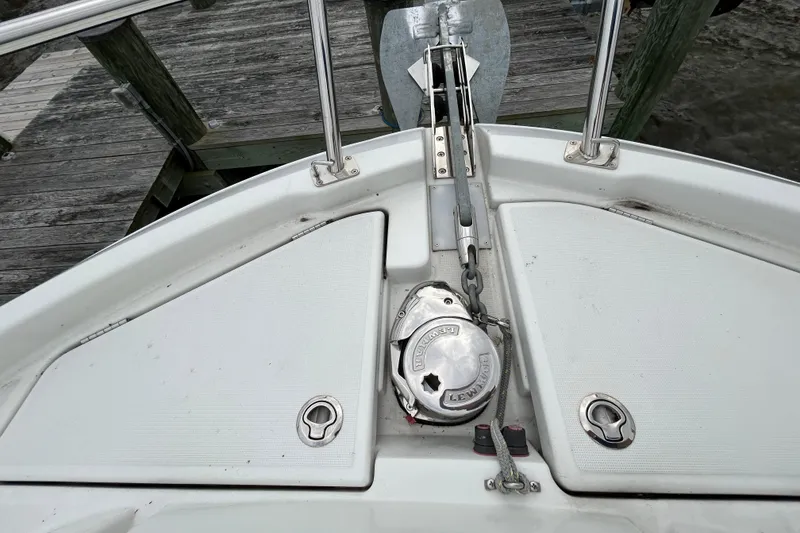 Slide: The Image of 2024 Beneteau Antares 11 boat anchor system at dock, featuring Lewmar equipment. - 5