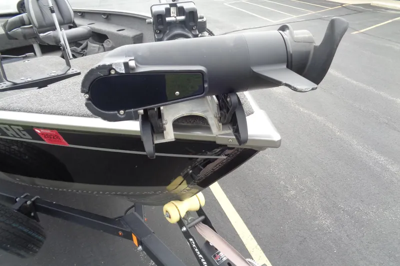 Slide: The Image of 2022 Lund 1775 Adventure SS boat with mounted trolling motor in parking lot. - 13