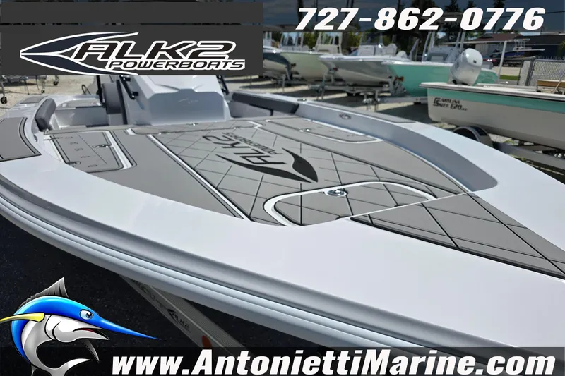 Slide: The Image of 2025 ALK2 Powerboats 22BHX Flats/Bay Hybrid displayed at Antonietti Marine. - 11