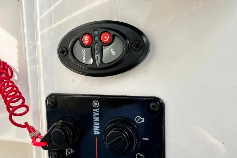 Slide: The Image of Control panel of a 2022 Key West 219 FS boat with Yamaha components. - 37