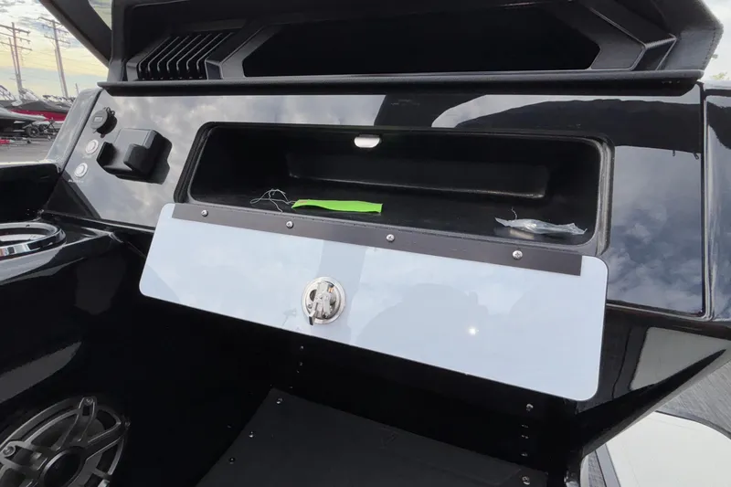 Slide: The Image of Dashboard of 2026 Viaggio D28UW A-T boat with storage compartment and speaker. - 42