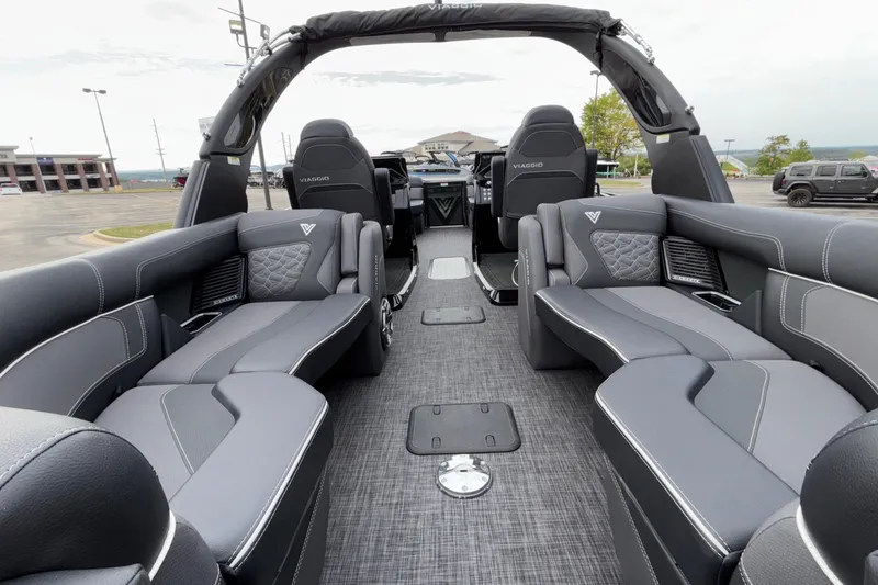 Slide: The Image of Luxurious interior of 2026 Viaggio D28UW A-T boat with plush seating and modern design. - 8