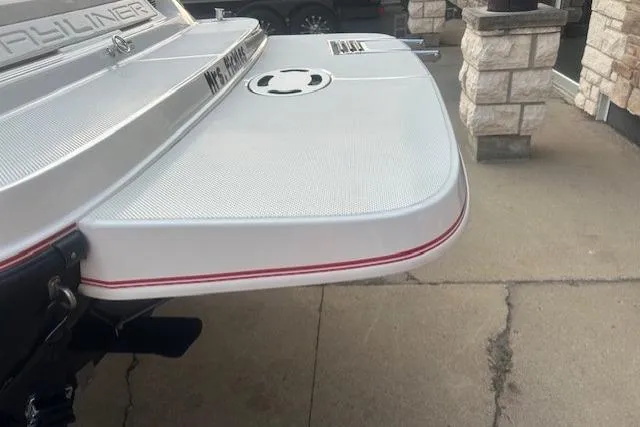 Slide: The Image of 2016 Bayliner 175 Bowrider boat stern view with swim platform. - 11