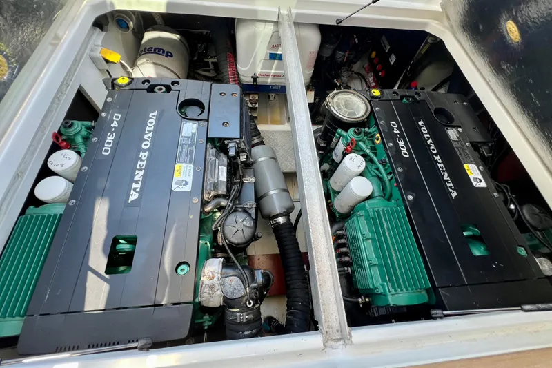 Slide: The Image of Engine compartment of 2018 Nimbus 365 Coupe with Volvo Penta D4-300 engines. - 53