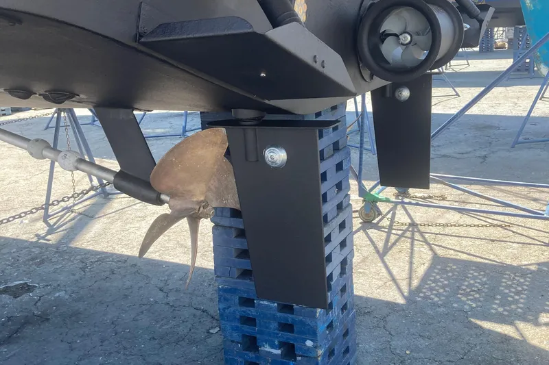 Slide: The Image of Propeller and rudder of 2018 Nimbus 365 Coupe on dry dock. - 22