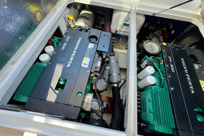 Slide: The Image of Engine compartment of 2018 Nimbus 365 Coupe with Volvo Penta D4-300 engines. - 54