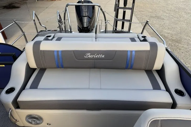 Slide: The Image of 2025 Barletta 23UC boat with luxurious seating and modern design. - 24