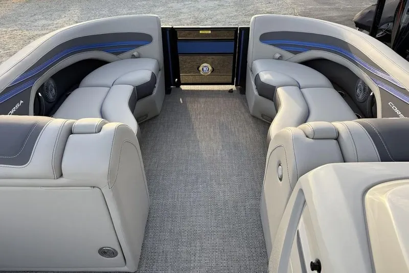 Slide: The Image of Luxurious interior of 2025 Barletta 23UC boat with plush seating and modern design. - 8