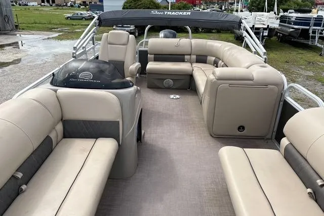 Slide: The Image of 2021 Sun Tracker Party Barge 20 DLX with spacious seating and modern design. - 14