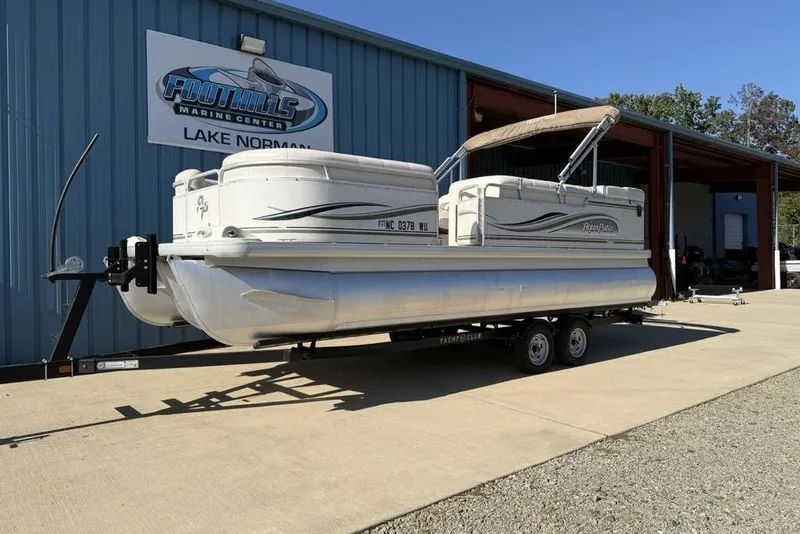 Slide: The Image of 2002 Godfrey AP220RS pontoon boat on trailer at Foothills Marine Center. - 7
