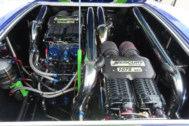 Slide: The Image of 2007 Outerlimits 44 GTX boat engine with dual Mercury Racing 1075 SCi motors. - 31